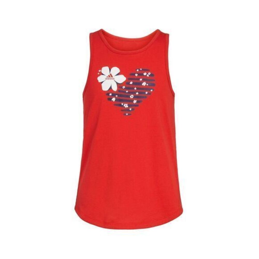 Adidas Girls Red Tank With Navy and White Heart Size XL (16)